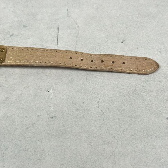 Anne Klein Watch Womens 34mm Round MOP Dial Embossed Band Gold Tone New Battery - Picture 4 of 11